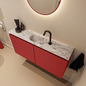 Mondiaz Ture DLux toiletmeubel 100cm fire met wastafel glace midden met kraangat