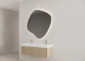 Gliss Design Timotheus badmeubel met ribbelfront 120cm corn silk met mat witte wastafel Lako