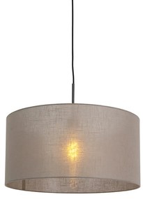 Stoffen Eettafel / Eetkamer Landelijke hanglamp zwart met taupe kap 50 cm - Combi 1 Modern E27 rond Binnenverlichting Lamp