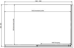 van Rijn ST06 douchecabine met 160cm softclose deur en helder glas matzwart 160x100cm