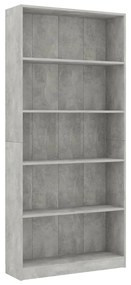 vidaXL Boekenkast met 5 schappen 80x24x175 cm bewerkt hout betongrijs