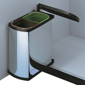 Tweedekans Hailo Duo afvalemmer voor draaideurkast 20,3x38,8x42cm chroom/zwart 06507