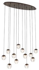 Eettafel / Eetkamer Design hanglamp donker brons met helder glas 12-lichts - Inge G9 Binnenverlichting Lamp