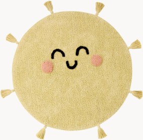 Handgeweven kindervloerkleed You're My Sunshine met kwastjes, wasbaar