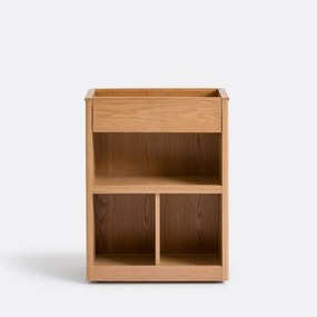 Wandtafel, opbergruimte op wielen, eiken fineer, Tamula