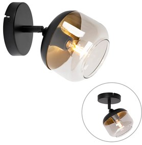 Design Spot / Opbouwspot / Plafondspot zwart met goud en smoke glas - Kyan Design E14 rond Binnenverlichting Lamp