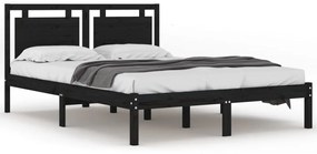 vidaXL Bedframe massief hout zwart 135x190 cm 4FT6 Double