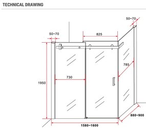 Sanigoods Onno douchecabine 160x90x195cm zwart mat