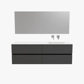 Zaro Valencia Solid Surface badmeubel 150cm mat antraciet zonder kraangat spoelbak rechts 4 lades