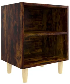 vidaXL Nachtkastje met houten poten 40x30x50 cm gerookt eikenkleurig