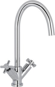 Saqu X-grip tweegreeps keukenmengkraan met kruisgreep en draaibare uitloop chroom