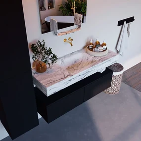 Mondiaz Alan DLux badmeubel 120cm urban 2 lades met wastafel glace midden zonder kraangat