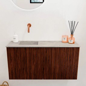 Mondiaz Joya DLux 80cm toiletmeubel ruby met wastafel faye links zonder kraangat glace