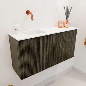 Mondiaz Joya 80cm toiletmeubel shadow met wastafel faye links zonder kraangat talc