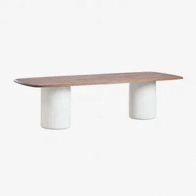 Rectangulaire Eettafel 270x110 Cm Van Acaciahout Leighton Donker Acaciabruin & Helder Wit - Sklum