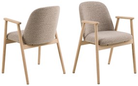 RODERIC Beige Latte (stof Monza 60)/frame geolied eiken - HOUTEN STOEL VOOR WOONKAMER, EETKAMER, KEUKEN RETRO