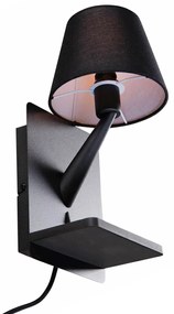 Moderne wandlamp zwart met USB-C en inductielader - Comfort E14 Binnenverlichting Lamp