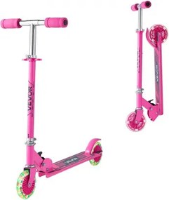 VEVOR Step (2 wielen) voor kinderen vanaf 3 jaar, stadsstep, kinderstep met lichtgevende wielen, in hoogte verstelbaar stuur, antislip deck en opvouwbaar frame, step tot 50 kg, roze