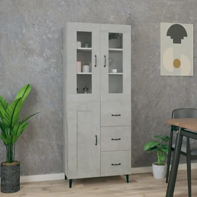vidaXL Hoge kast 69,5x34x180 cm bewerkt hout grijs