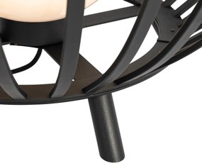 Design vloerlamp zwart met opaal 110 cm IP44 - Angela