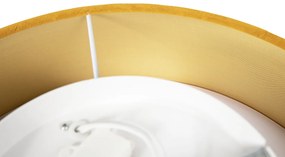 Moderne plafondlamp oker 40 cm met gouden binnenkant - Drum