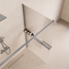 Saniclear Metric inloopdouche 120cm met handdoekhouder en ribbelglas chroom