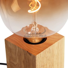 Landelijke tafellamp hout naturel incl. LED G140 - Bloc Landelijk E27 kubus / vierkant Binnenverlichting Lamp