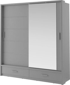 Kledingkast Fresno 104, Grijs, 215x200x63cm, Kledingkast deuren: Schuivend, Aantal planken: 5, Aantal planken: 5