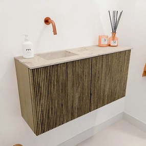 Mondiaz Joya DLux 80cm toiletmeubel dusk met wastafel faye links zonder kraangat frappe