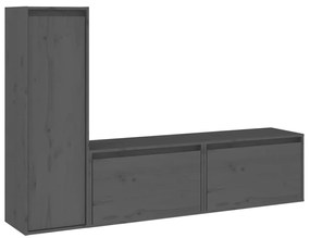 vidaXL Tv-meubelen 3 st massief grenenhout grijs