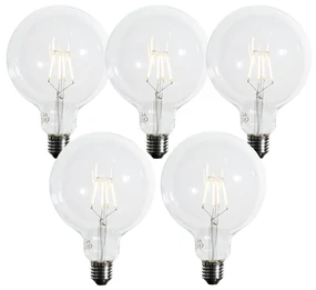 Set van 5 E27 3-staps dimbaar LED spiraal filament G125 4W 450 lm 2700K