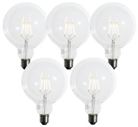 Set van 5 E27 3-staps dimbaar LED spiraal filament G125 4W 450 lm 2700K