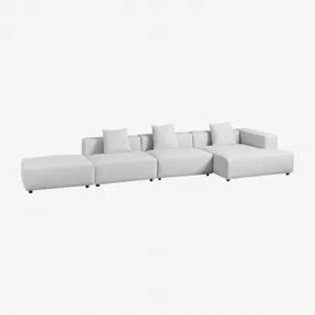 3-delige Chaise Longue Modulaire Bank Rechts Met Pof (↔︎450 Cm) Bruna Stof Gris Glacial - Sklum