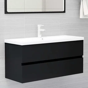 vidaXL Wastafelkast 100x38,5x45 cm spaanplaat zwart