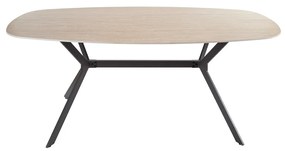 Ovale Eettafel Beige Keramiek Travertin - 180 X 90cm.