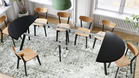 EXPANSO Czarny Mat/zwarte poten - GROTE RONDE TAFEL Ø110 UITBREIDBAAR TOT 310 cm met Y-POTEN LOFT/INDUSTRIAL