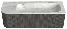 Mondiaz Kurve-dlux 135cm badmeubel ronding links shadow met 1 lade en deur en wastafel big medium rechts zonder kraangat opalo