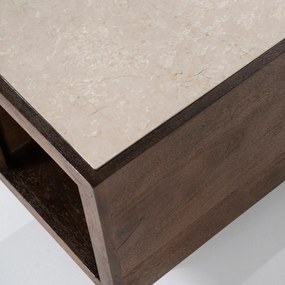 Eleonora Hazel Bijzettafel Donker Hout En Marmer - 35 X 79cm.