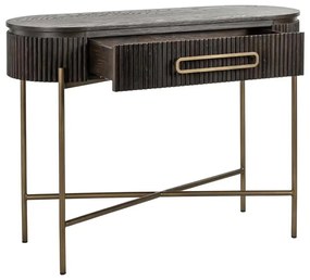 Richmond Interiors Luxor Ovale Kaptafel Ribbelhout Met Goud - 110 X 42.5cm.