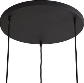 Japandi hanglamp zwart met witte linnen kap 3-lichts - Rieu