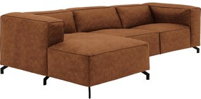 Goossens Bank Calvin cognac, micro leer, 3-zits, modern design