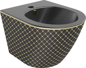 Mexen Lena hangende bidet, matzwart/gouden ruitpatroon - 35224879
