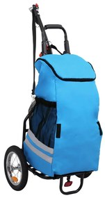 vidaXL Fietskar inklapbaar met boodschappentas blauw en zwart