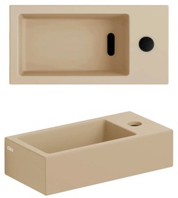 Clou Flush 3 keramische fontein 36cm met kraangat rechts mosterd mat