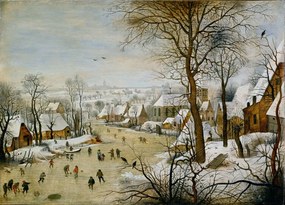 Kunstreproductie Winter Landscape with Birdtrap, 1601, Pieter the Younger Brueghel