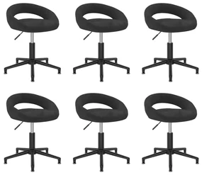 vidaXL Eetkamerstoelen draaibaar 6 st fluweel zwart