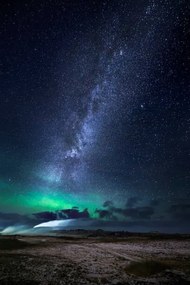 Kunstfotografie Aurora Borealis with the Milky Way, Arctic-Images, (26.7 x 40 cm)