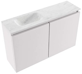 Mondiaz Ture DLux toiletmeubel 80cm cale met wastafel opalo links met kraangat