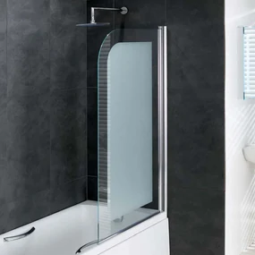 Eastbrook Volente frosted badwand 85x150cm met 8mm veiligheidsglas chroom