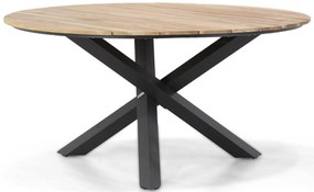 Dining Tuintafel rond 150 cm Aluminium/teak Grijs Fabriano